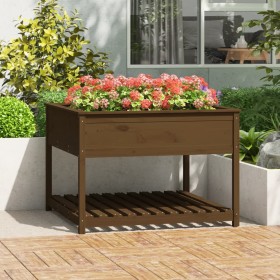 Jardinera y estante madera maciza pino marrón 111,5x111,5x81 cm en Macetas y jardineras | Comprar online en Foru.es