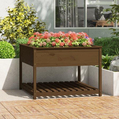 Jardinera y estante madera maciza pino marrón 111,5x111,5x81 cm en Macetas y jardineras | Comprar online en Foru.es
