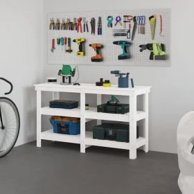 Werkbank aus massivem Weißkiefernholz, 142,5 x 50 x 80 cm von vidaXL, Arbeitstische - Ref: Foro24-823650, Preis: 189,95 €, Ra...