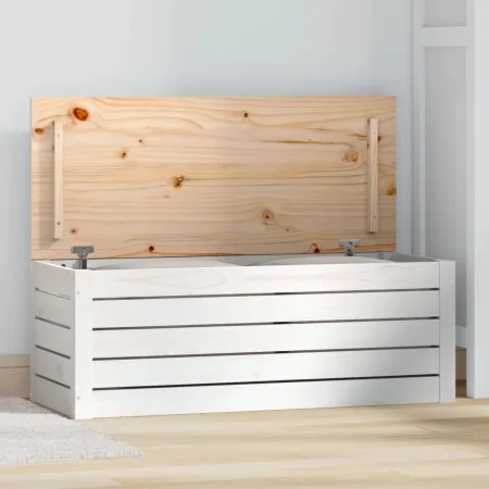 Caja de almacenaje madera maciza de pino blanco 89x36,5x33 cm de vidaXL, Armarios y almacenamiento - Ref: Foro24-823620, Prec...