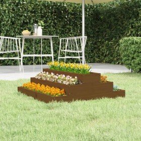 Jardinera de madera maciza de pino marrón miel 80x80x27 cm en Macetas y jardineras | Comprar online en Foru.es