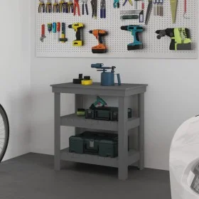Solid gray pine wood workbench 78.5x50x80 cm by vidaXL, Work tables - Ref: Foro24-823641, Price: 111,94 €, Discount: %