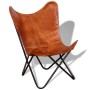 Silla Butterfly de cuero auténtico marrón de vidaXL, Sillones - Ref: Foro24-243728, Precio: 95,59 €, Descuento: %