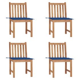 Sillas de jardín 4 unidades madera maciza de teca con cojines en Sillas de jardín | Comprar online en Foru.es