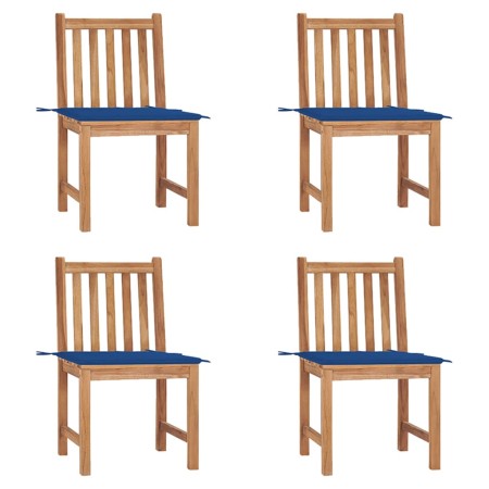 Sillas de jardín 4 unidades madera maciza de teca con cojines en Sillas de jardín | Comprar online en Foru.es
