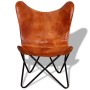Silla Butterfly de cuero auténtico marrón de vidaXL, Sillones - Ref: Foro24-243728, Precio: 95,59 €, Descuento: %