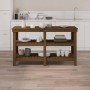 Banco de trabajo madera maciza pino marrón miel 142,5x50x80 cm de vidaXL, Mesas de trabajo - Ref: Foro24-823652, Precio: 139,...