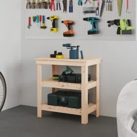 Banco de trabajo de madera maciza de pino 78,5x50x80 cm de vidaXL, Mesas de trabajo - Ref: Foro24-823639, Precio: 94,76 €, De...