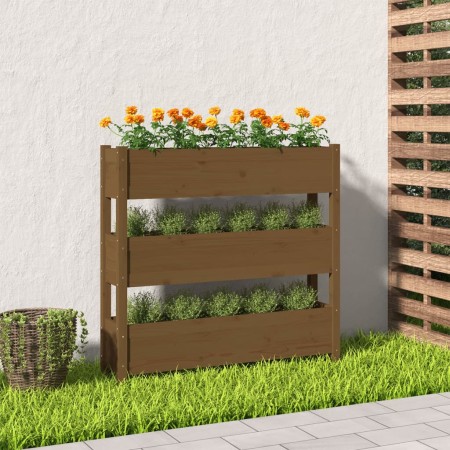 Jardinera de madera maciza de pino marrón miel 112x25x104,5 cm en Macetas y jardineras | Comprar online en Foru.es
