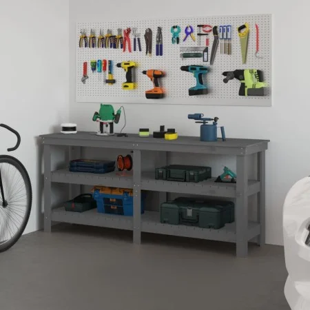 Solid gray pine wood workbench 181x50x80 cm by vidaXL, Work tables - Ref: Foro24-823656, Price: 215,27 €, Discount: %