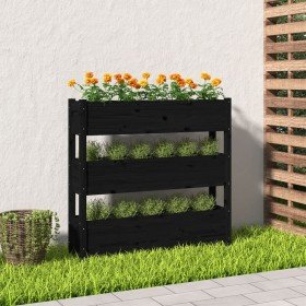 Jardinera de madera maciza de pino negro 112x25x104,5 cm en Macetas y jardineras | Comprar online en Foru.es