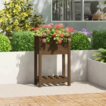 Jardinera de madera maciza de pino marrón 54x34,5x81 cm de vidaXL, Maceteros y jardineras - Ref: Foro24-823755, Precio: 55,87...