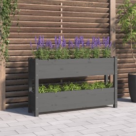 Jardinera de madera maciza de pino gris 112x25x66 cm en Macetas y jardineras | Comprar online en Foru.es