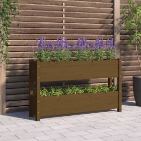 Jardinera de madera maciza de pino marrón miel 112x25x66 cm en Macetas y jardineras | Comprar online en Foru.es