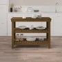 Banco de trabajo madera maciza pino marrón miel 110,5x50x80 cm de vidaXL, Mesas de trabajo - Ref: Foro24-823647, Precio: 123,...