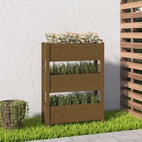 Jardinera de madera maciza de pino marrón miel 77x25x104,5 cm en Macetas y jardineras | Comprar online en Foru.es