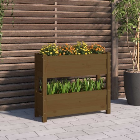 Jardinera de madera maciza de pino marrón miel 77x25x66 cm en Macetas y jardineras | Comprar online en Foru.es