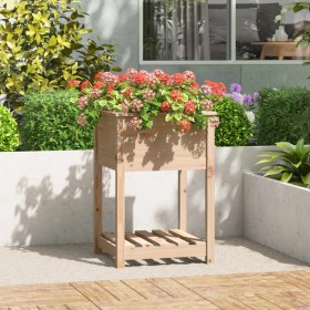 Jardinera con estante de madera maciza de pino 54x54x81 cm de vidaXL, Maceteros y jardineras - Ref: Foro24-823773, Precio: 55...