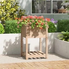 Jardinera con estante de madera maciza de pino 54x54x81 cm de vidaXL, Maceteros y jardineras - Ref: Foro24-823773, Precio: 55...