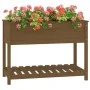 Jardinera con estante madera maciza pino marrón 111,5x54x81 cm de vidaXL, Maceteros y jardineras - Ref: Foro24-823790, Precio...