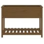 Jardinera con estante madera maciza pino marrón 111,5x54x81 cm de vidaXL, Maceteros y jardineras - Ref: Foro24-823790, Precio...