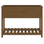 Jardinera con estante madera maciza pino marrón 111,5x54x81 cm de vidaXL, Maceteros y jardineras - Ref: Foro24-823790, Precio...