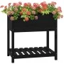 Jardinera con estante madera maciza de pino negro 82,5x54x81 cm de vidaXL, Maceteros y jardineras - Ref: Foro24-823784, Preci...