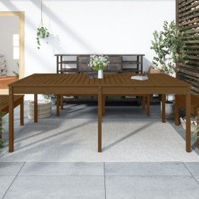 Mesa de jardín madera maciza pino marrón miel 203,5x100x76 cm en Mesas de jardín | Comprar online en Foru.es