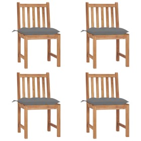 Sillas de jardín 4 unidades madera maciza de teca con cojines en Sillas de jardín | Comprar online en Foru.es