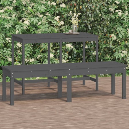 Banco jardín de 2 plazas madera maciza pino gris 159,5x44x45 cm en Bancos de jardín | Comprar online en Foru.es