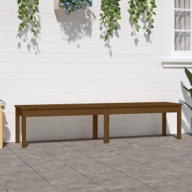 Banco de jardín madera maciza pino marrón miel 203,5x44x45 cm en Bancos de jardín | Comprar online en Foru.es