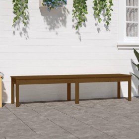 Banco de jardín madera maciza pino marrón miel 203,5x44x45 cm en Bancos de jardín | Comprar online en Foru.es
