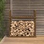 Leñero de madera maciza pino marrón miel 110x35x108,5 cm de vidaXL, Accesorios para bolsas y soportes de leña - Ref: Foro24-8...
