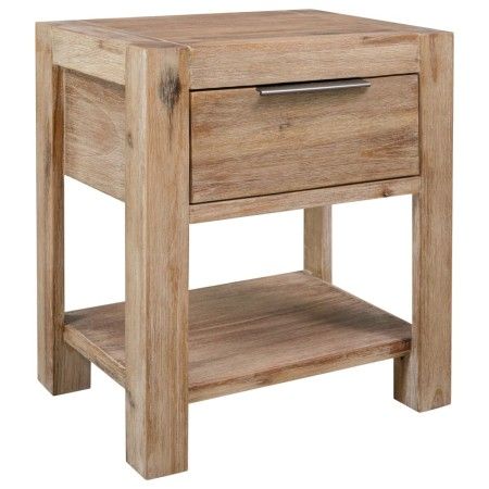 Mesita de noche con cajón madera acacia maciza 40x30x48 cm de vidaXL, Mesitas de noche - Ref: Foro24-245683, Precio: 61,59 €,...