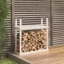 Leñero de madera maciza de pino blanco 110x35x108,5 cm de vidaXL, Accesorios para bolsas y soportes de leña - Ref: Foro24-823...