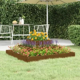 Jardinera de madera maciza de pino marrón miel 80x80x27 cm de vidaXL, Maceteros y jardineras - Ref: Foro24-823867, Precio: 63...