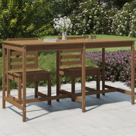 Mesa de jardín madera maciza pino marrón miel 203,5x90x110 cm en Mesas de jardín | Comprar online en Foru.es