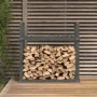 Leñero de madera maciza de pino gris 110x35x108,5 cm de vidaXL, Accesorios para bolsas y soportes de leña - Ref: Foro24-82385...