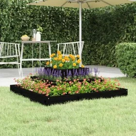 Jardinera de madera maciza de pino negro 80x80x27 cm de vidaXL, Maceteros y jardineras - Ref: Foro24-823868, Precio: 49,78 €,...