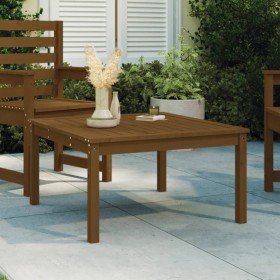 Mesa de jardín madera maciza pino marrón miel 82,5x82,5x45 cm en Mesas de jardín | Comprar online en Foru.es