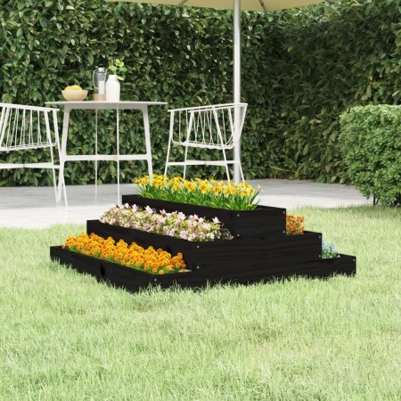 Jardinera de madera maciza de pino negro 80x80x27 cm de vidaXL, Maceteros y jardineras - Ref: Foro24-823896, Precio: 45,22 €,...