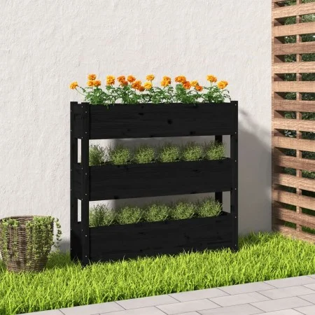 Jardinera de madera maciza de pino negro 112x25x104,5 cm de vidaXL, Maceteros y jardineras - Ref: Foro24-823924, Precio: 114,...