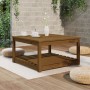 Mesa de jardín madera maciza pino marrón miel 82,5x82,5x45 cm en Mesas de jardín | Comprar online en Foru.es