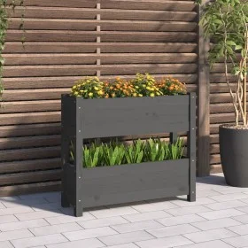 Jardinera de madera maciza de pino gris 77x25x66 cm de vidaXL, Maceteros y jardineras - Ref: Foro24-823943, Precio: 62,88 €, ...
