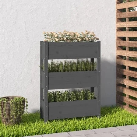 Jardinera de madera maciza de pino gris 77x25x104,5 cm de vidaXL, Maceteros y jardineras - Ref: Foro24-823936, Precio: 94,26 ...