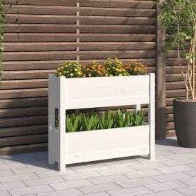 Jardinera de madera maciza de pino blanco 77x25x66 cm de vidaXL, Maceteros y jardineras - Ref: Foro24-823942, Precio: 64,25 €...