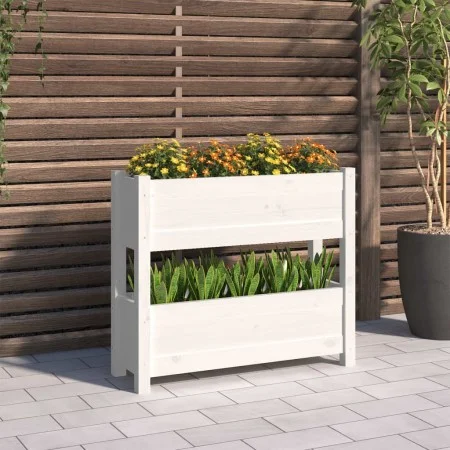 Jardinera de madera maciza de pino blanco 77x25x66 cm de vidaXL, Maceteros y jardineras - Ref: Foro24-823942, Precio: 64,25 €...