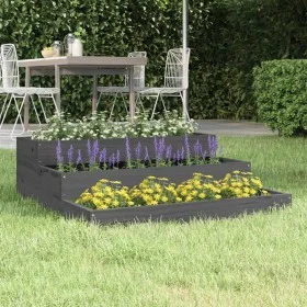 Jardinera de madera maciza de pino gris 78x78x27 cm de vidaXL, Maceteros y jardineras - Ref: Foro24-823908, Precio: 42,59 €, ...