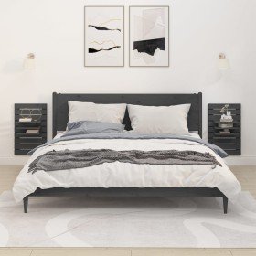 Estantes mesitas de pared 2 uds madera maciza de pino gris en Estanterías | Comprar online en Foru.es