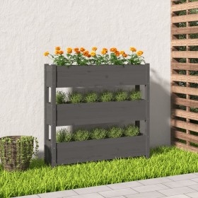 Jardinera de madera maciza de pino gris 112x25x104,5 cm de vidaXL, Maceteros y jardineras - Ref: Foro24-823922, Precio: 120,6...
